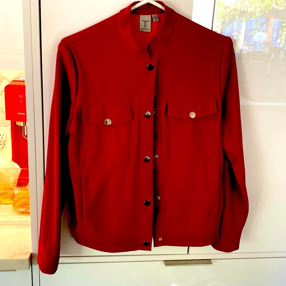 Tristan red military jacket silver snaps Size S